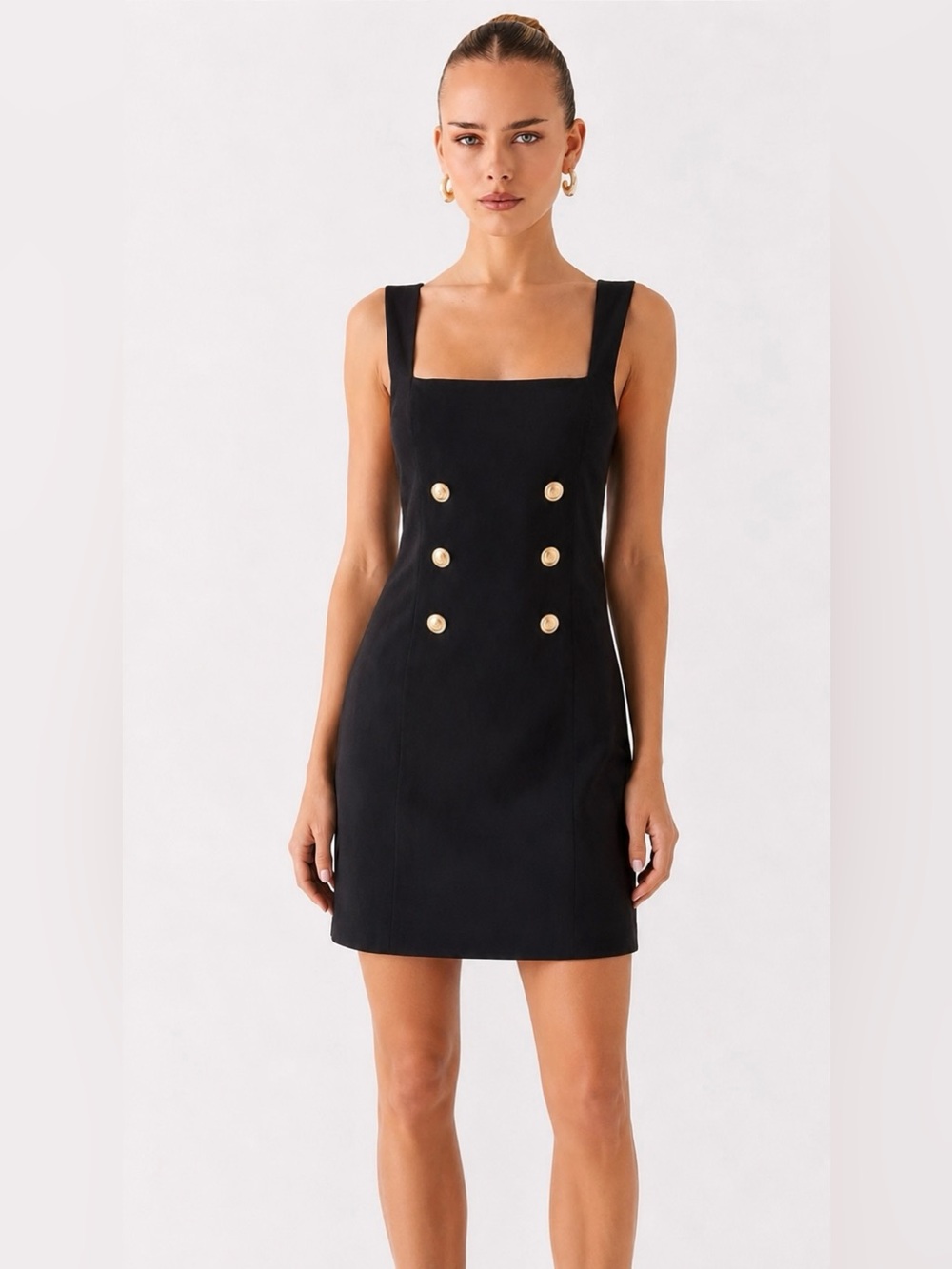 NWOT Derek Lam 10 Crosby Tailored Miley Mini Dress | Black w/Gold Buttons Size 2